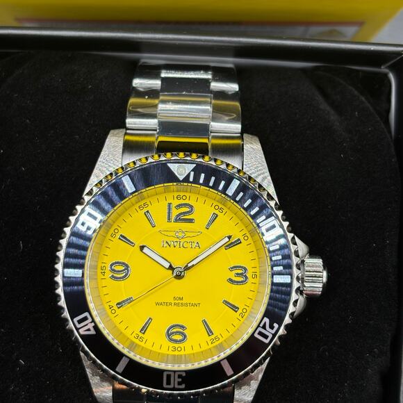 Invicta Specialty 49345 Men 40mm Yellow Dial Black Bezel Stainless Steel Quartz - Picture 6 of 17